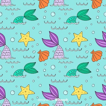 Hand drawn mermaid pattern