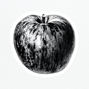 Hand drawn monotone apple sticker design element | Free  illustration - 2349803