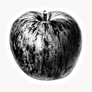Hand drawn monotone apple sticker design element | Free  transparent png - 2349826