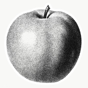Hand drawn monotone apple sticker design element | Free  transparent png - 2350293