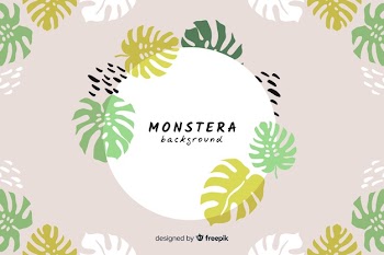 Hand drawn monstera background Free Vector