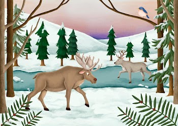 Hand-drawn moose and reindeer in a snow-cover.. | Free stock vector - 543854