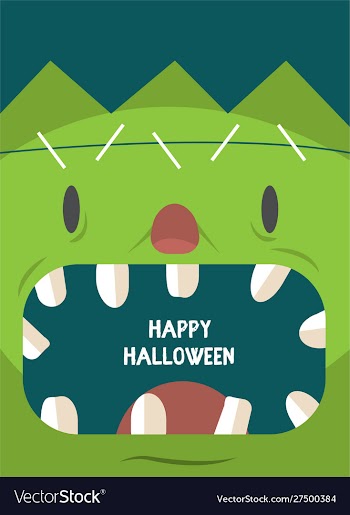 Hand drawn moster scary face card vector image