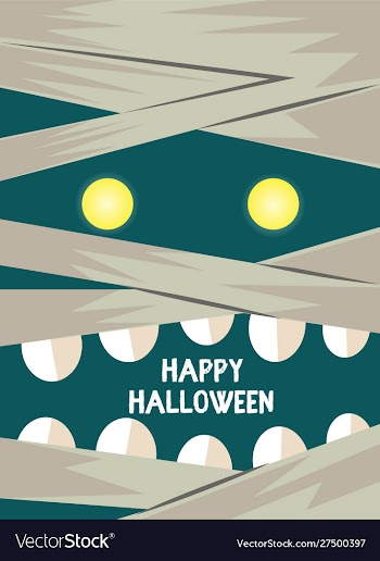 Hand drawn mummy scary face card vector image