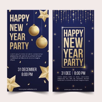 Hand drawn new year 2020 party banners Free Vector