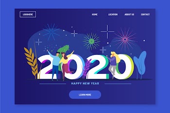 Hand drawn new year landing page Free Vector