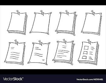 hand drawn note paper with push button icon