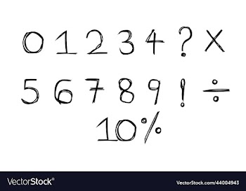 hand drawn numbers black isolated