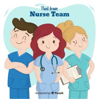 Hand drawn nurse team Free Vector