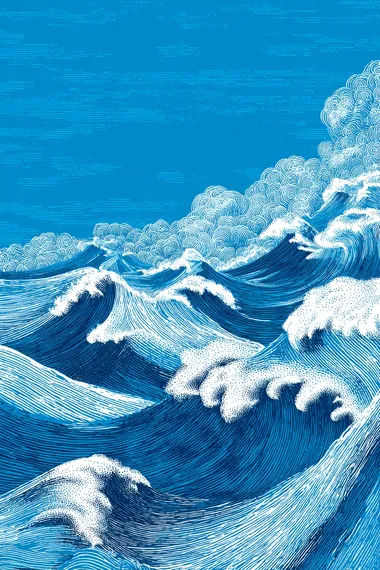 Hand Drawn Ocean Waves Illustration in Chinese Style Hand Drawn Ocean Waves Illustration in Chinese Style