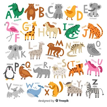Hand drawn of animal alphabet Free Vector