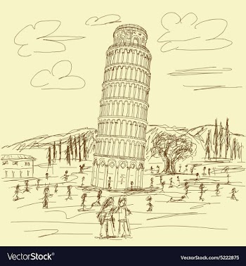 Hand drawn of famous tourist destination leaning vector image