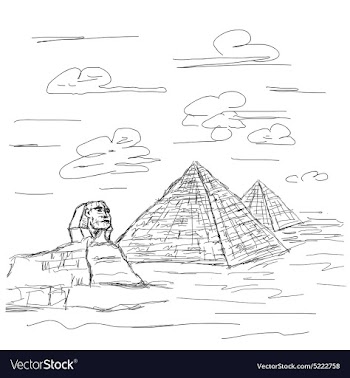 Hand drawn of famous tourist destination sphinx vector image