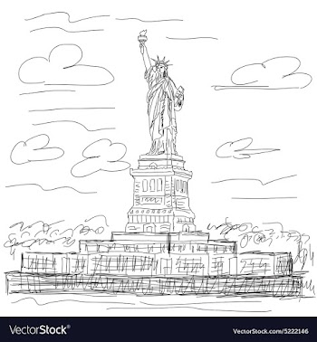Hand drawn of famous tourist destination statue of vector image