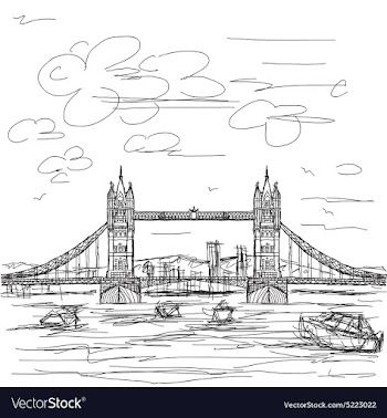 Hand drawn of famous tourist destination tower vector image