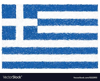 Hand drawn of flag of Greece vector image