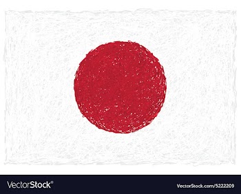 Hand drawn of flag of Japan in white background vector image