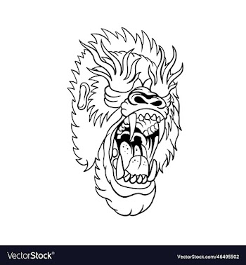hand drawn of gorilla outline
