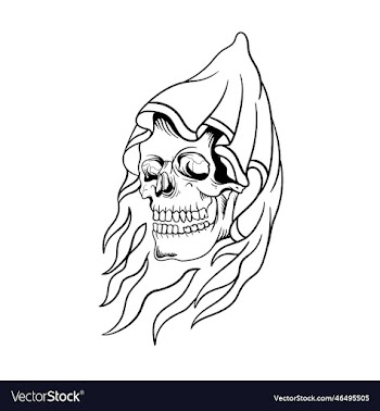 hand drawn of grim reaper head outline