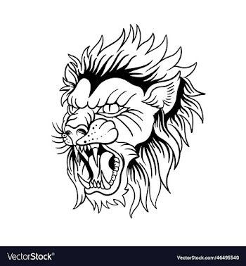 hand drawn of lion head outline