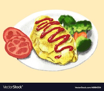 hand drawn of omelet rice