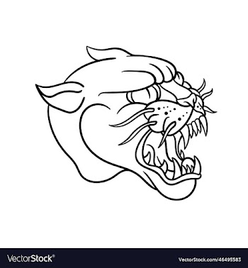 hand drawn of panther head outline