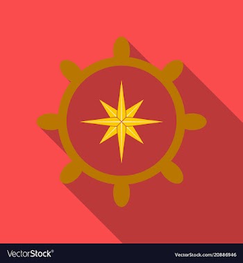 Hand drawn of ships wheel in line art style with vector image