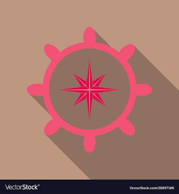 Hand drawn of ships wheel in line art style with vector image