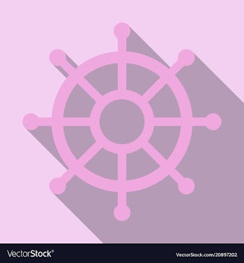 Hand drawn of ships wheel in line art style with vector image