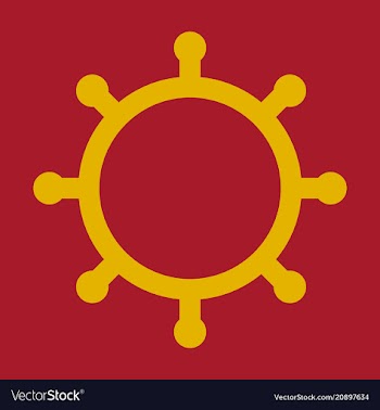Hand drawn of ships wheel in line art style with vector image