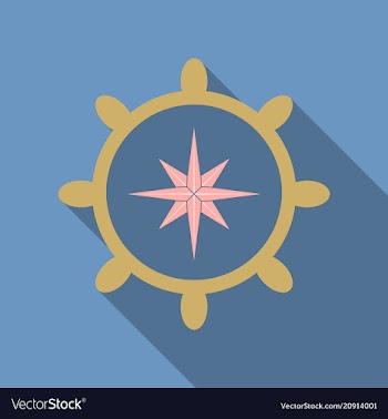 Hand drawn of ships wheel in line art style with vector image