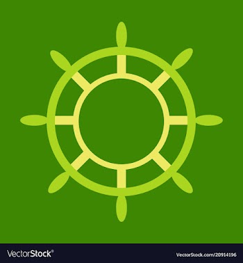 Hand drawn of ships wheel in line art style with vector image