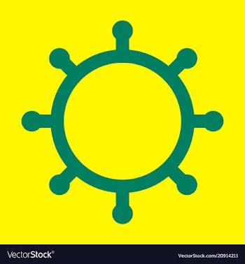 Hand drawn of ships wheel in line art style with vector image