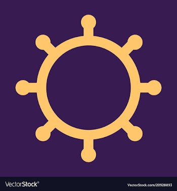 Hand drawn of ships wheel in line art style with vector image