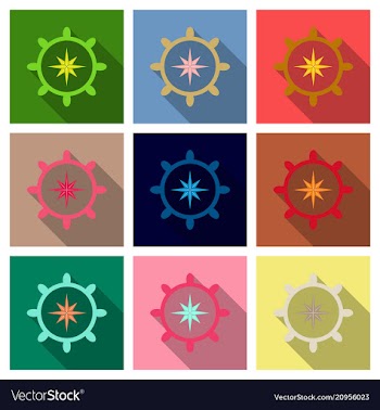 Hand drawn of ships wheel in line art style with vector image