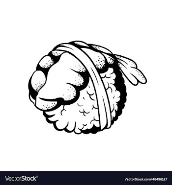 hand drawn of sushi outline