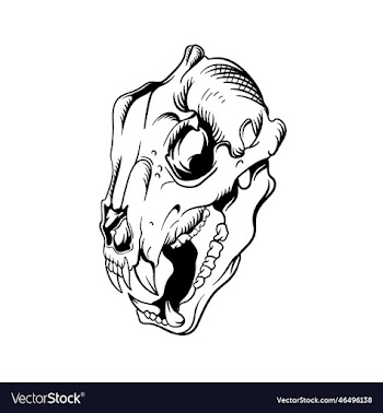hand drawn of tiger head skull outline