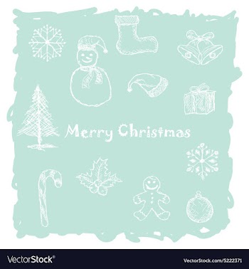 Hand drawn of white christmas icons elements in vector image