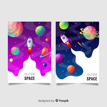Hand drawn outer space banner