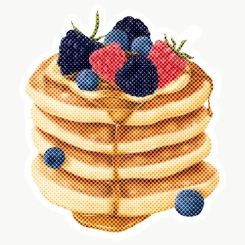 Hand drawn pancakes halftone style sticker overlay with a white border | Free  transparent png - 2346840