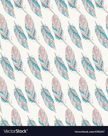  					Hand Drawn Pattern with Tribal Feathers vector image														