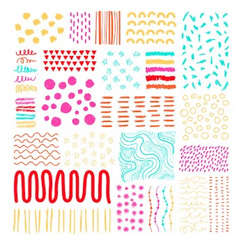 Hand drawn patterned design elements vector set