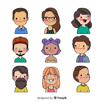 Hand drawn people avatar collection Free Vector