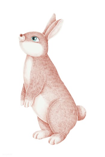 Hand-drawn pink rabbit on a white background | Free stock vector - 543905