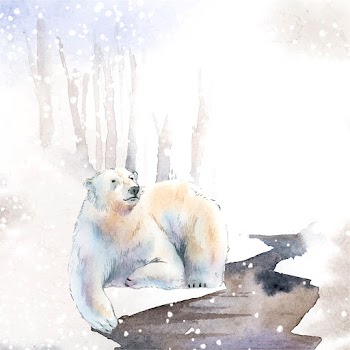 Hand-drawn polar bear in the snow watercolor .. | Free stock vector - 489406