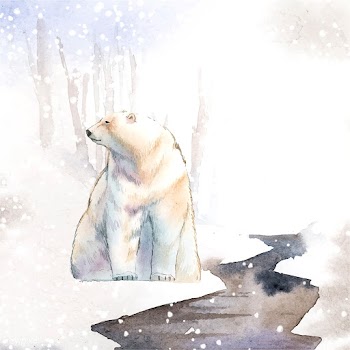 Hand-drawn polar bear in the snow watercolor .. | Free stock vector - 489428