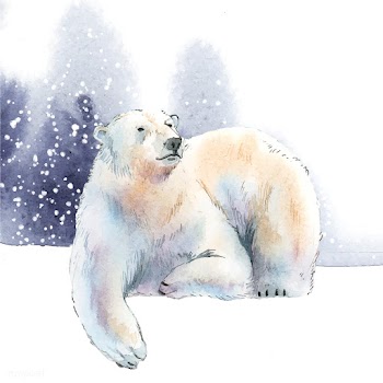 Hand-drawn polar bear in the snow watercolor .. | Free stock vector - 489491