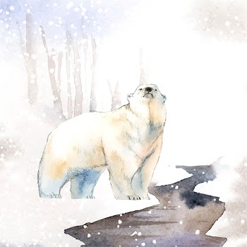 Hand-drawn polar bear in the snow watercolor .. | Free stock vector - 489619