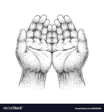 hand drawn praying hand symbol