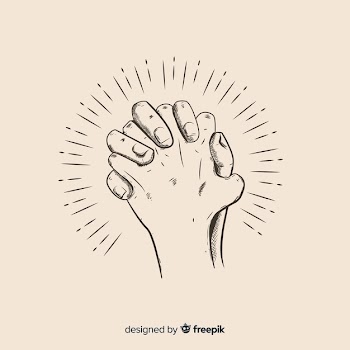 Hand drawn praying hands illustration